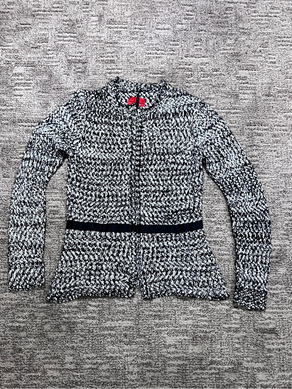 Narciso Rodriguez Black and White Tweed Knit Peplum Jacket